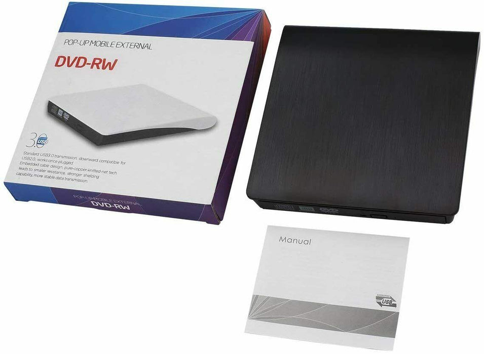 Super Slim USB 3.0 POP-UP Mobile External DVD-RW ODD Drive for Laptop/PC - Black