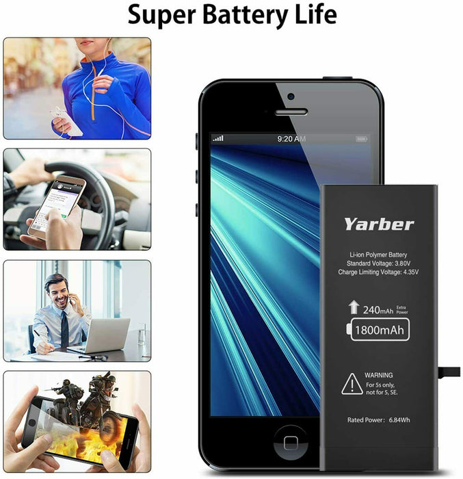 Battery for iPhone 5S, 1800mAh High Capacity Battery Replacement Kit for iPhone