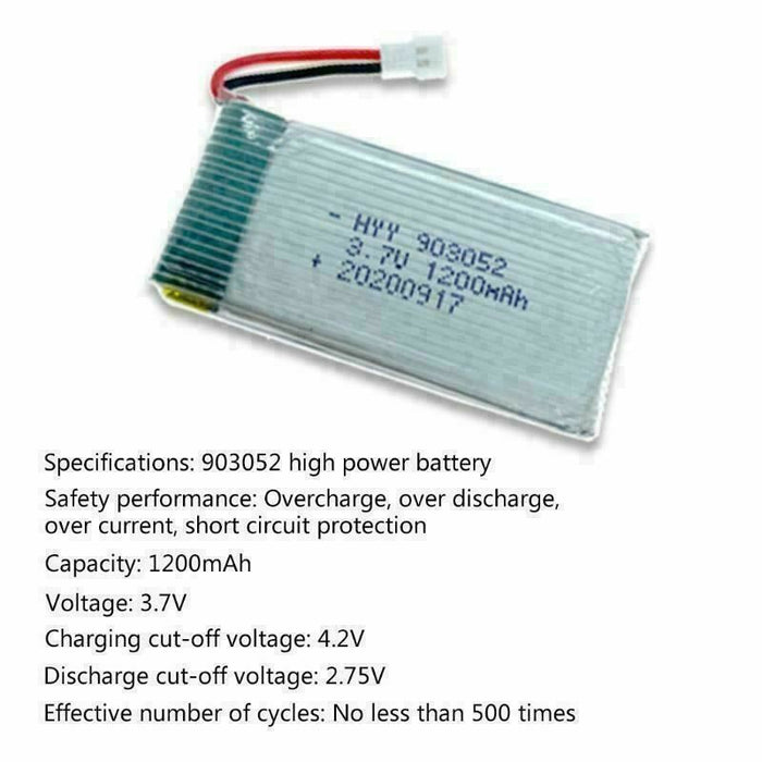 1200 mAh Battery Compatible for 903052 Quadcopter Drone Replacement Parts