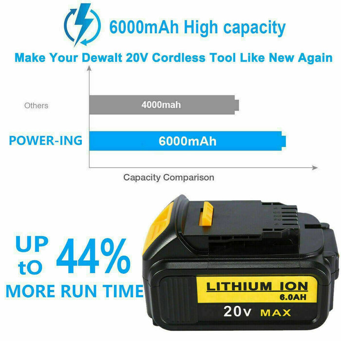 6.0AH 20V XR Replacement Battery for Dewalt DCD785 DCB182 DCB180 DCF885 DCB200