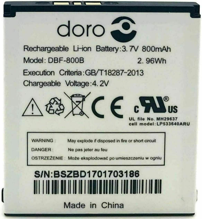 Genuine Doro DBF-800 Battery For PhoneEasy 1362 410 2414 606 610 621 622 520X