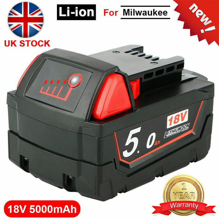 18V 5.0Ah Lithium-Ion Battery Fit For Milwaukee M18 M18 B5 48-11-1860 Tools