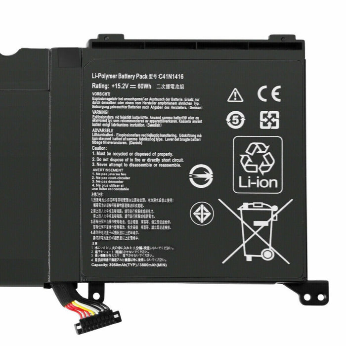 3950mAh 15.2V Battery 0B200-01250100 C41N1416 For Asus ZenBook G501VJ UX501JW