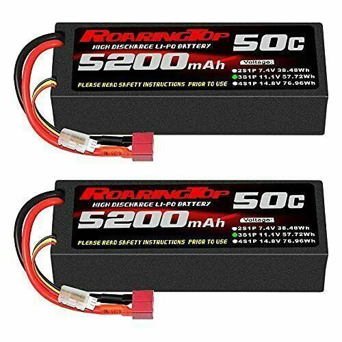 RoaringTop Roaring TOP 2S Lipo Battery 7.4V 8000mAh 100C RC Battery Hard  Case Lipo Batteries Pack with 4mm Bullet Wire (Without Plug) for 1/8 1/10  RC
