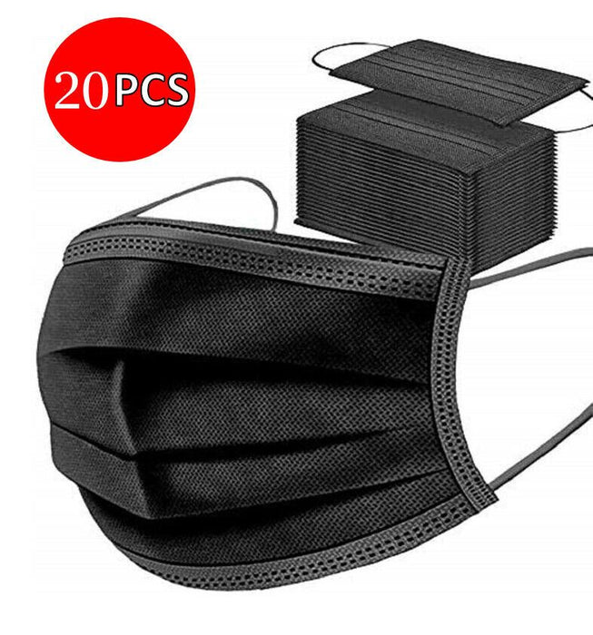 BLACK DISPOSABLE FACE MASKS NON-MEDICAL SURGICAL MASK (3 PLY)