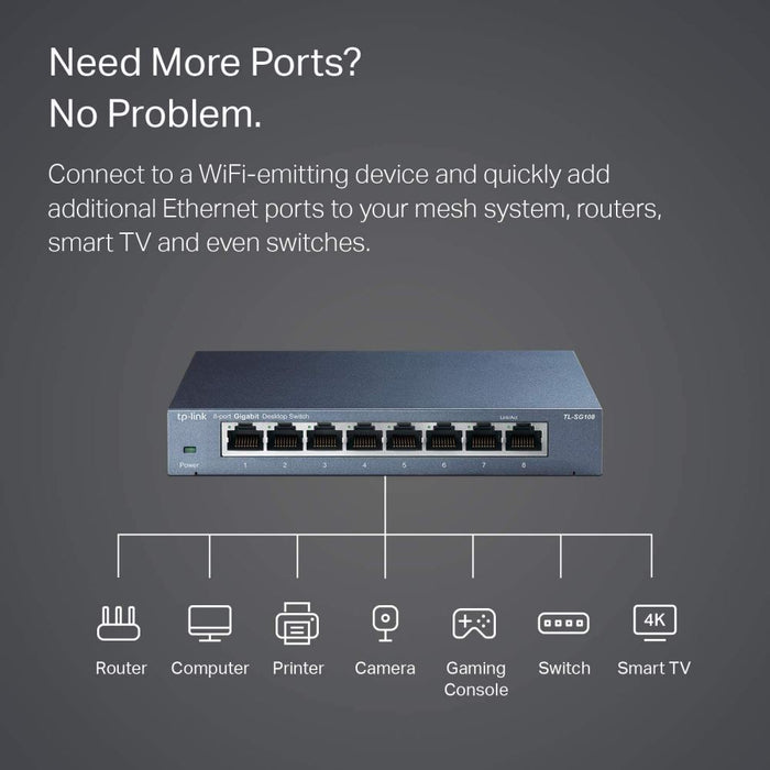 TP-Link 8-Port Gigabit Ethernet Switch, 8 port | TL-SG108S