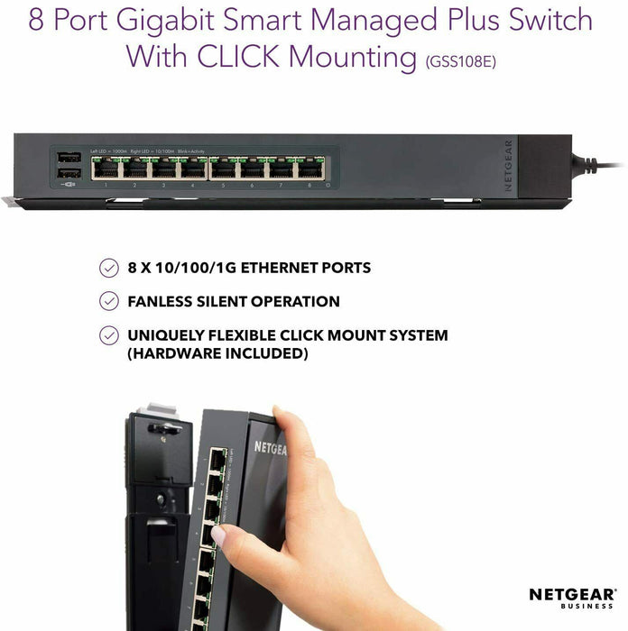 NETGEAR 8-Port Gigabit Smart Managed Plus Click Switch, ProSAFE Protection