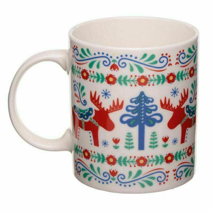Scandi Forest Moose Design Mug Porcelain Scandinavian