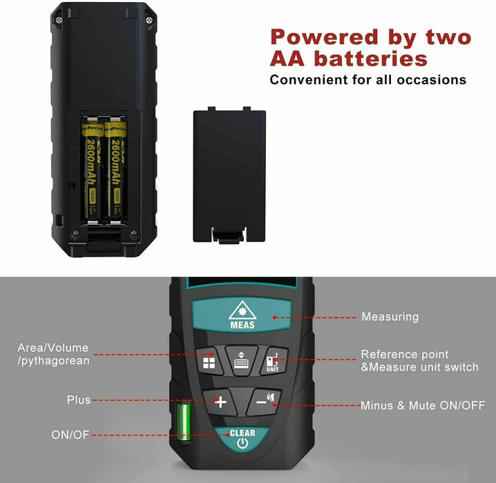 Laser Distance Meter 50M/165ft, Mileseey IP54 Measure with 2 Bubble 50m