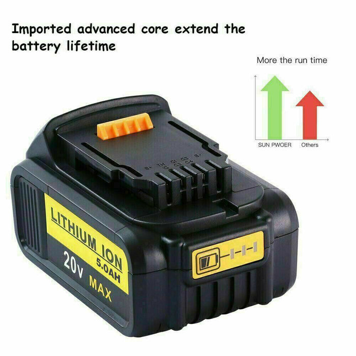 18V 5.0Ah Li-Ion Battery For DEWALT DCB184 XR Slide DCB182 DCF885 DCC785 DCB200