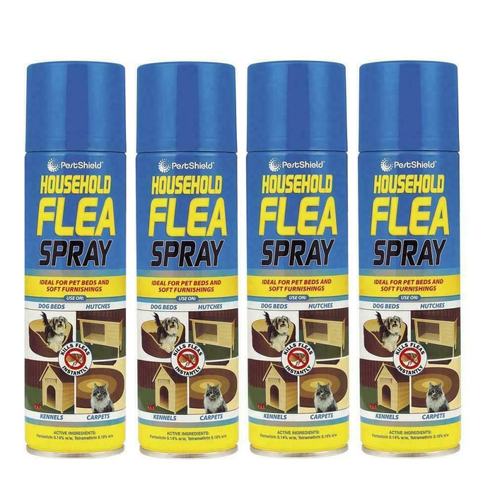 4 X 200ml Flea Killer Spray Aerosol Animal Dog Cat Pet Bed Furniture Flea Care