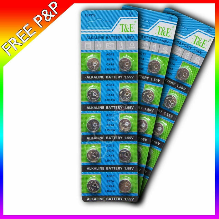 30 x AG13 LR44 CX44 357A ALKALINE BUTTON / COIN CELLS BATTERIES