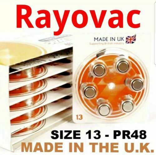 12 x Rayovac Crystal Clear Plus Hearing Aid Batteries Size 13 PR48 1.45V Orange