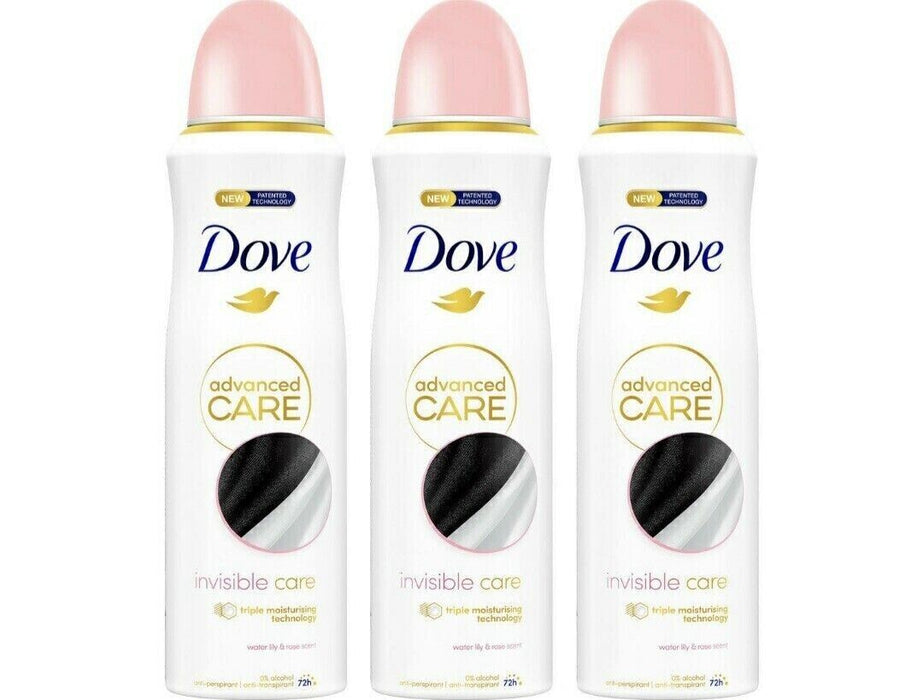 x3 Dove Advanced Care Invisible Care Antiperspirant Deodorant Spray 150ml/NEW