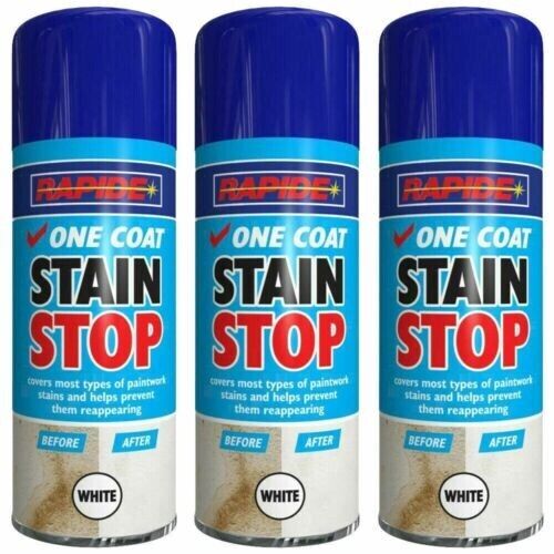 3 X  400ML STAIN STOP ONE COAT SPRAY BLOCKER AEROSOL DAMP MOULD PAINT SPRAY