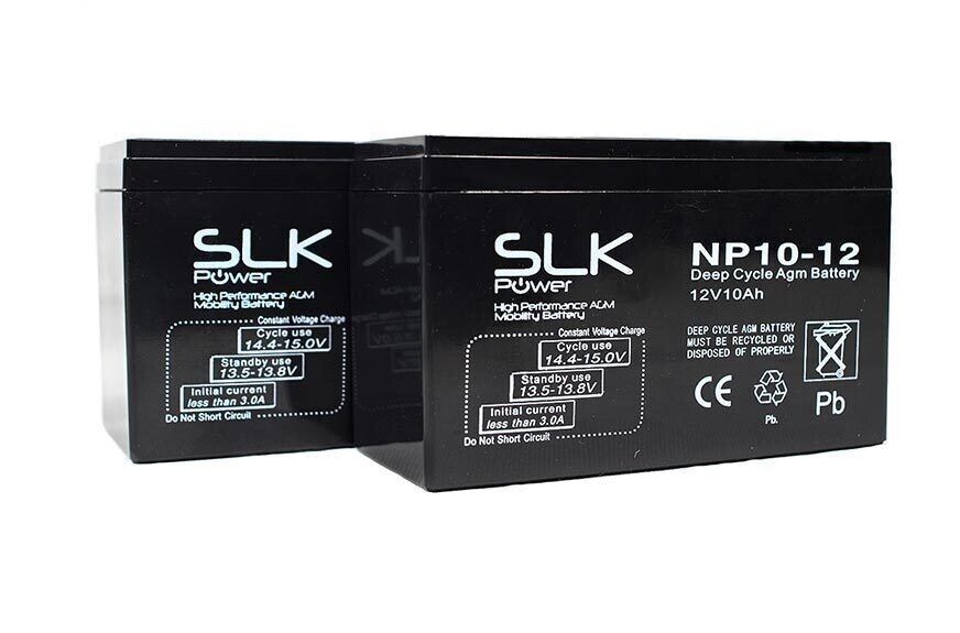 2 (Pair) SLK POWER AGM 12V 10AH MOBILITY SCOOTER BATTERIES - UPGRADE 7AH