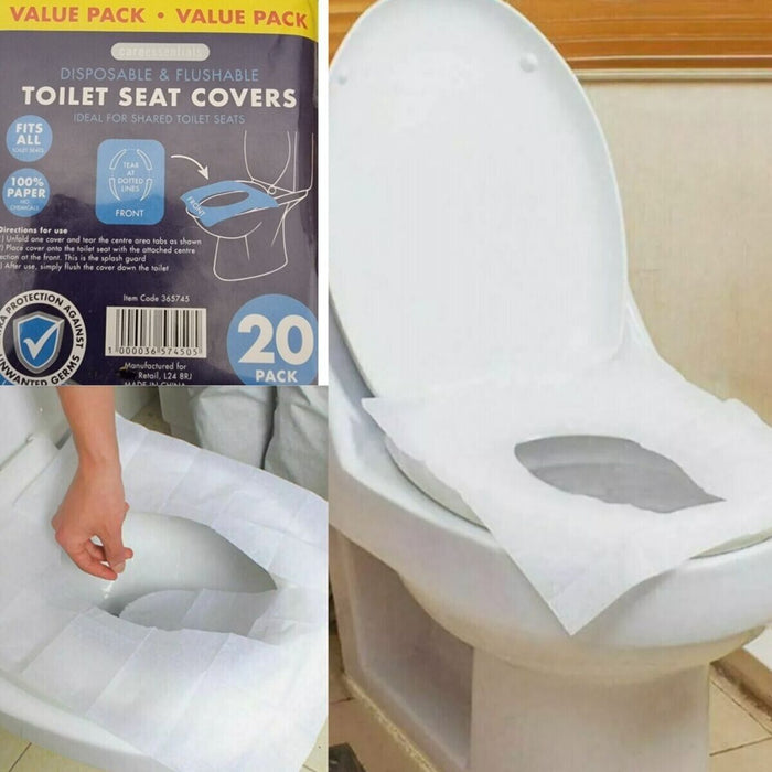 Disposable Paper Toilet Seat Covers 20 Pack Flushable Hygienic Holiday Camping