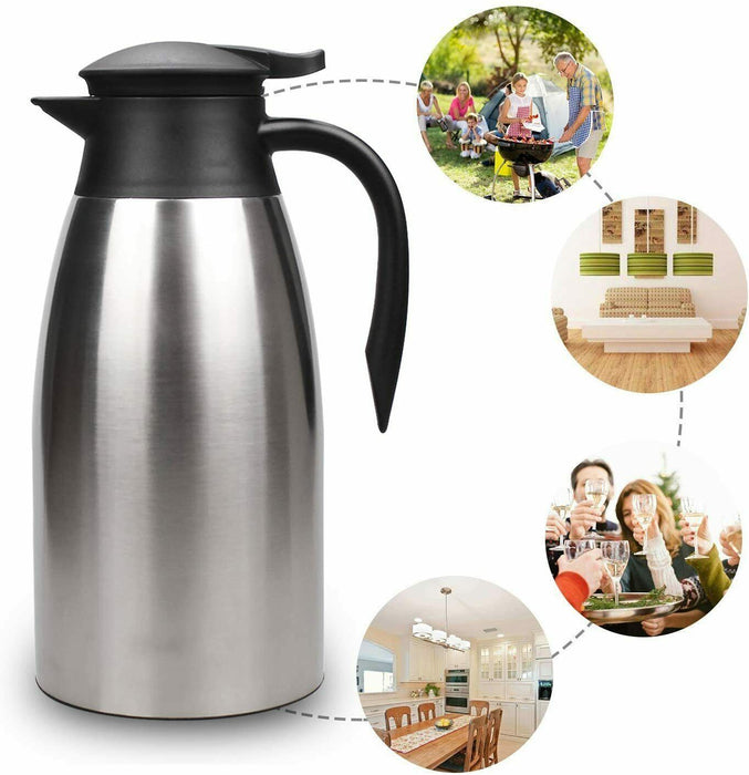 Trusber 2 L Stainless Steel Coffee Jug, Elegant Design, Non Drip, Anti-Burn