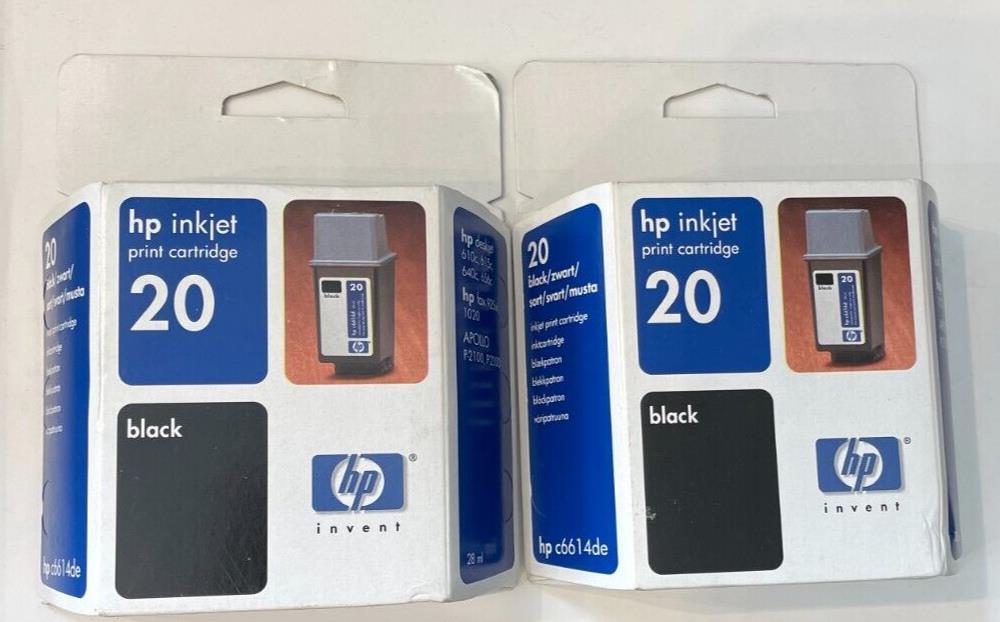 2x Genuine HP20 Black Ink Cartridges 28ml C6614DE