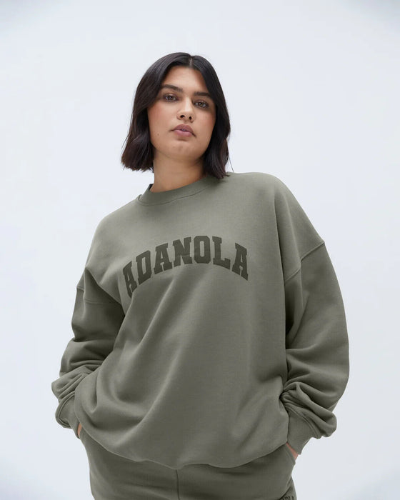 Adanola Varsity Oversized Sweatshirt - Olive Green