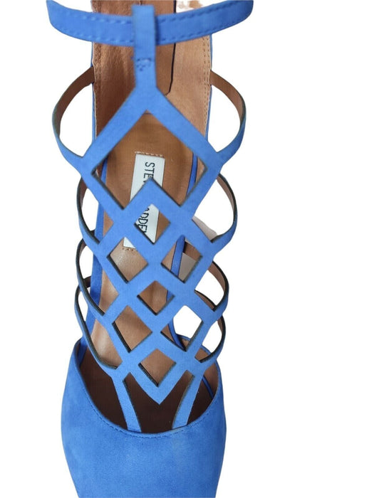 Steve Madden Womens Blue Suede Leather Strappy Caged Heels UK 3