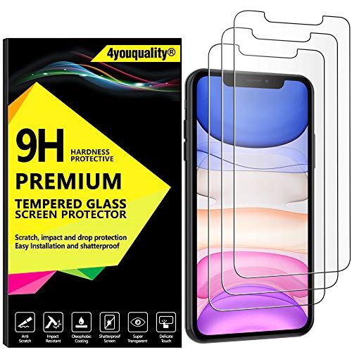 4youquality [3-Pack] iPhone 11 and iPhone XR Screen Protector, Tempered Glass Fi